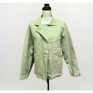 Eileen Fisher Asymmetrical Wool Jacket Women's Medium Soft Girl Modern preppy
